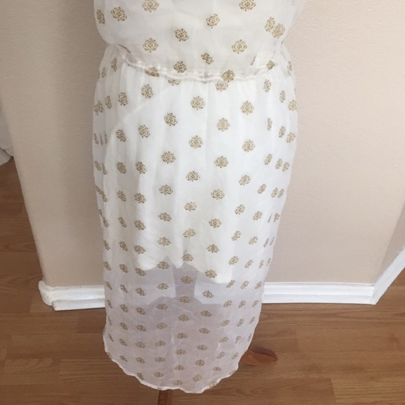 Lucky Brand gold and cream sleeveless hi/low dress - Picture 5 of 7